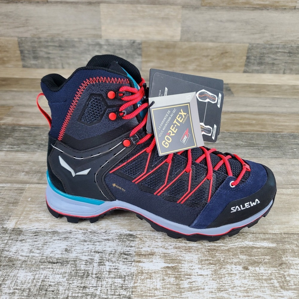 Salewa Lite GTX Womens Hiking Shoes Sz 8 Premium Navy Lace Up mid Top Round Toe